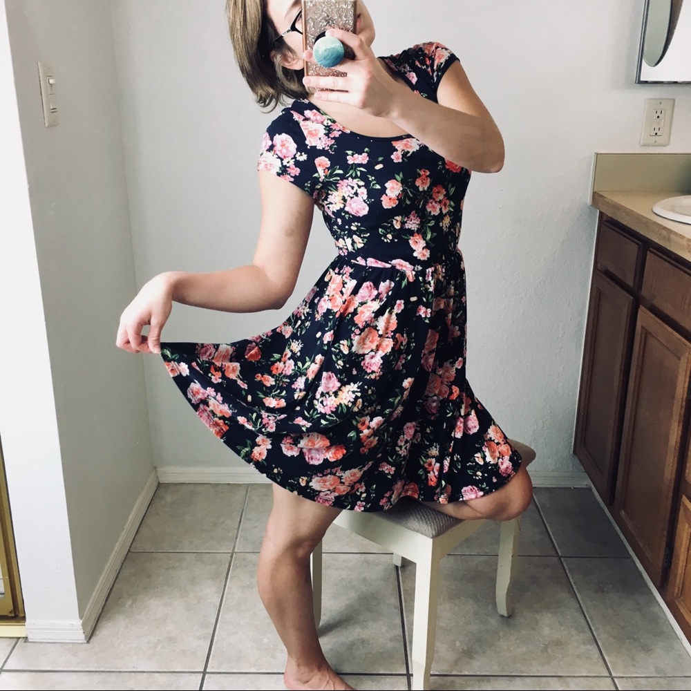 SOLD on Merc Navy Floral Skater Dress